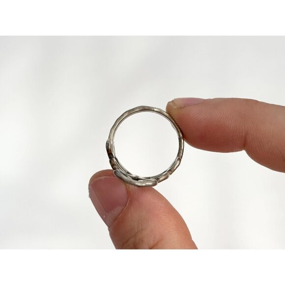 Swirl Statement Cutout Unisex Sterling Silver Victorian Vintage Ring - sz 6.5 - Picture 6 of 10